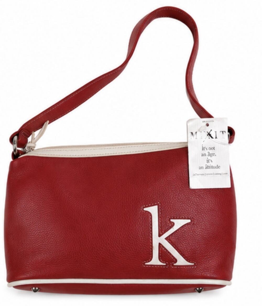 JCPenney Mixit Red Cream Faux Leather Shoulder Bag Purse Zip Top NWT